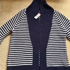 Lane Bryant Navy and White Striped Cardigan. Size: 14/16 NWT $79.90
